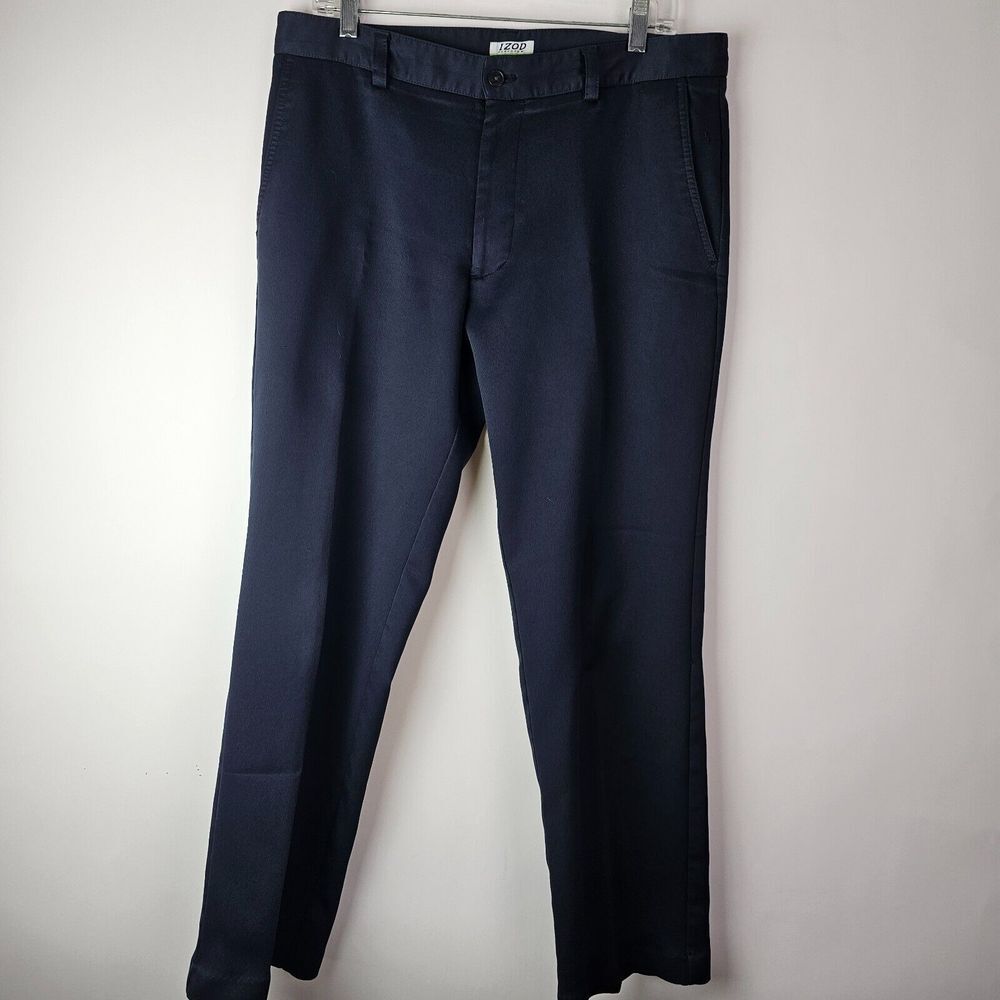 IZOD PerformX Navy Blue Straight Leg Pants 34x30 Performance 100% Polyester Golf
